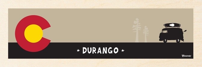 BLK/TAN BUS KAYAK LRG CO LOGO DURANGO | LOOSE PRINT | 1:3 RATIO | LIFESTYLE | ILLUSTRATION