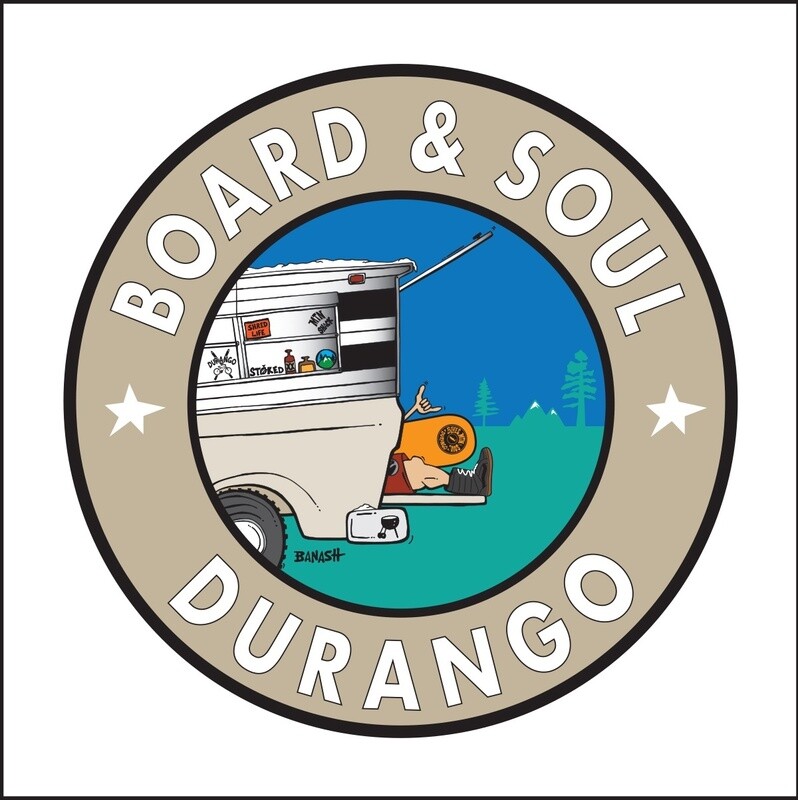 BOARD SOUL DURANGO TAILGATE BOARD SHACK GREM ROUND | LOOSE PRINT | 1:1 RATIO | STOKED PHRASES | LIFESTYLE | ILLUSTRATION