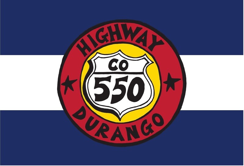 HWY 550 DURANGO ROUND CO FLAG POSTCARD