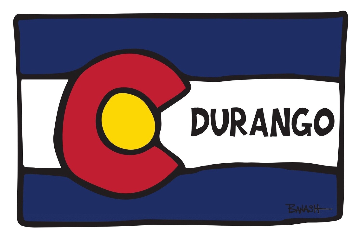 DURANGO CO HORIZ FLAG LOOSE POSTCARD, Size: 4x6