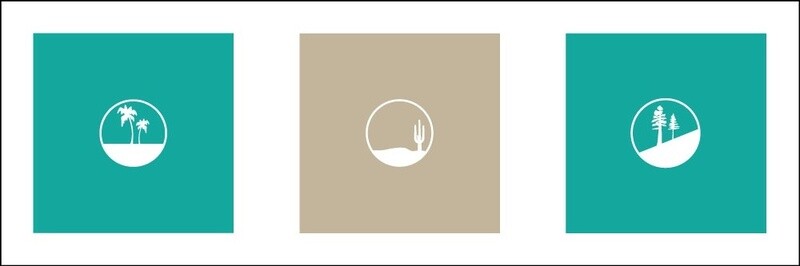 PALMS SAND DUNE CACTUS PINES SLOPE SAND SEAFOAM | LOOSE PRINT | 1:3 RATIO | LIFESTYLE | ILLUSTRATION