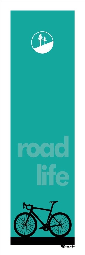 ROAD LIFE ROAD BIKE PINES SLOPE SEAFOAM | LOOSE PRINT | 1:3 RATIO | LIFESTYLE | ILLUSTRATION, Size: 4x12