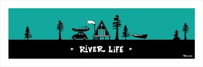 RIVER LIFE A FRAME HUT RAFT BUG SEAFOAM | LOOSE PRINT | STOKED PHRASES | 1:3 RATIO | LIFESTYLE | ILLUSTRATION