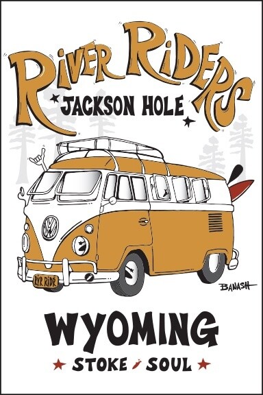 RIVER RIDERS CA STYLE BUS JACKSON HOLE | CANVAS | STOKED PHRASES | 2:3 RATIO | LIFESTYLE | ILLUSTRATION
