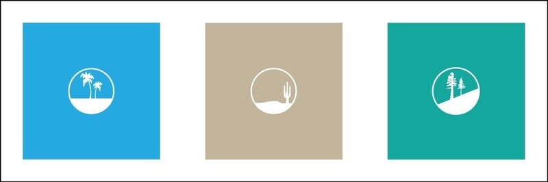 PALMS SAND DUNE CACTUS PINES SLOPE SKY SAND SEAFOAM | LOOSE PRINT | 1:3 RATIO | LIFESTYLE | ILLUSTRATION