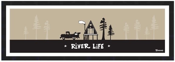 RIVER LIFE PICKUP KAYAK A-FRAME HUT | LOOSE PRINT | STOKED PHRASES | 1:3 RATIO | LIFESTYLE | ILLUSTRATION