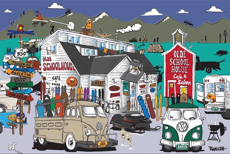 OLDE SCHOOLHOUSE WINTER | CANVAS | 2:3 RATIO | LIFESTYLE | ILLUSTRATION
