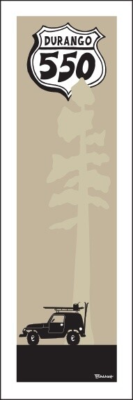 DURANGO HWY 550 SHIELD SKI JEEP PINE  | LOOSE PRINT | 1:3 RATIO | LIFESTYLE | ILLUSTRATION