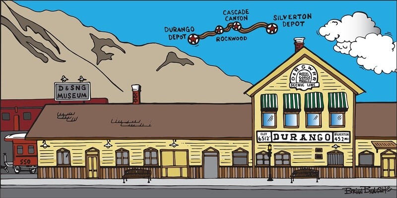 D&amp;SNG RR DEPOT COACH | LOOSE PRINT | 2:3 RATIO | D&amp;SNG | LIFESTYLE | ILLUSTRATION