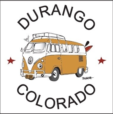 DURANGO COLORADO KAYAK BUS ROUND | CANVAS | 1:1 RATIO | LIFESTYLE | ILLUSTRATION