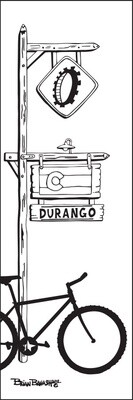 DURANGO MOUNTAIN BIKE XING TOWN SIGN POST | CANVAS | 1:3 RATIO | LIFESTYLE | ILLUSTRATION