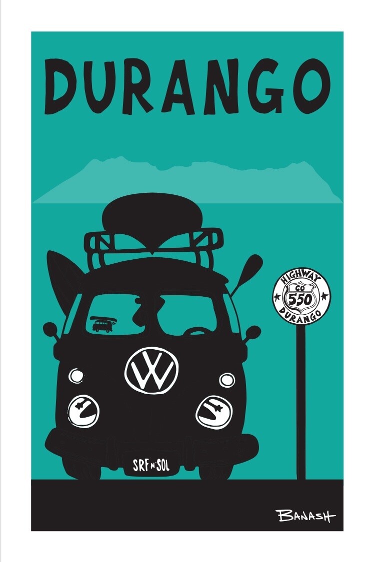 DURANGO LRG CANOE BUS GRILL 550 POST GREEN | CANVAS | 2:3 RATIO | LIFESTYLE | ILLUSTRATION