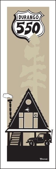 DURANGO HWY 550 SHIELD A-FRAME SKI JEEP PINE | LOOSE PRINT | 1:3 RATIO | LIFESTYLE | ILLUSTRATION