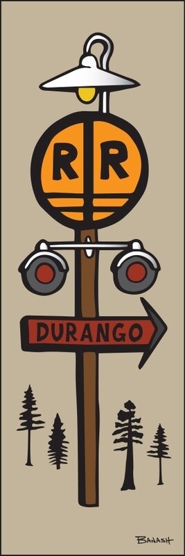 DURANGO RAIL ROAD CROSSING SIGN | LOOSE PRINT | D&amp;SNG | 1:3 RATIO | LIFESTYLE | ILLUSTRATION
