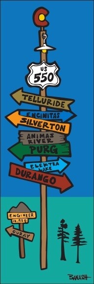HWY 550 DURANGO TO TELLURIDE SEAFOAM | LOOSE PRINT | 1:3 RATIO | LIFESTYLE | ILLUSTRATION