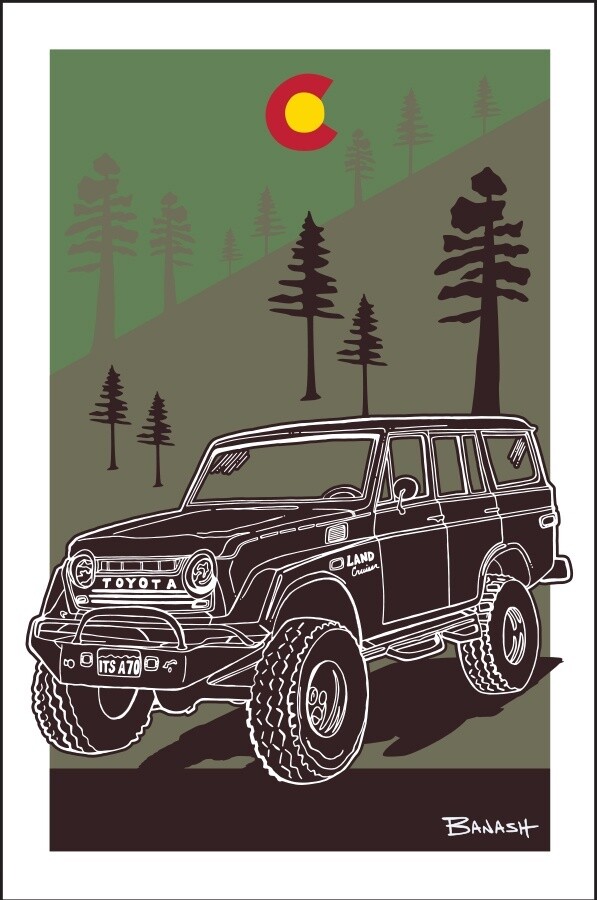 LAND CRUISER FOREST SLOPE PINES | CANVAS | 2:3 RATIO | LIFESTYLE | ILLUSTRATION, Size: 4x6