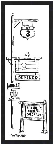HWY 3 DURANGO WELCOME SIGN | CANVAS | 1:3 RATIO | LIFESTYLE | ILLUSTRATION