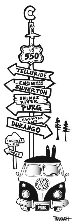 HWY 550 DURANGO TELLURIDE SKI BUS | LOOSE PRINT | 1:3 RATIO | LIFESTYLE | ILLUSTRATION