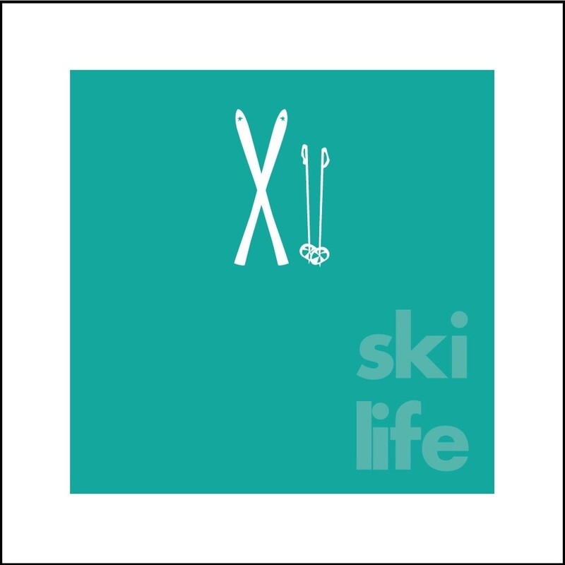 PINES SLOPE SKIIS SEAFOAM | CANVAS | 1:1 RATIO | LIFESTYLE | ILLUSTRATION