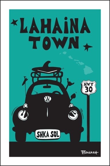 LAHAINA TOWN SURF BUG GRILL | CANVAS | 2:3 RATIO | LIFESTYLE | ILLUSTRATION