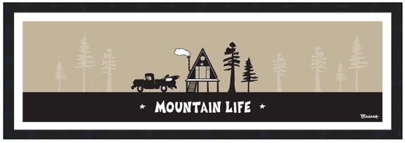 MOUNTAIN LIFE A-FRAME HUT KAYAK PICKUP | LOOSE PRINT | 1:3 RATIO | LIFESTYLE | ILLUSTRATION