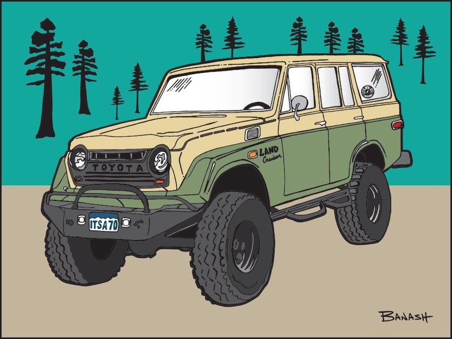 LAND CRUISER IT&#39;S A 70 PLATES | CANVAS | 2:3 RATIO | LIFESTYLE | ILLUSTRATION