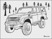 LAND CRUISER IT&#39;S A 70 PLATES OUTLINE | LOOSE PRINT | 3:4 RATIO | LIFESTYLE | ILLUSTRATION