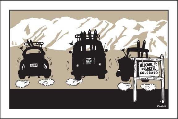 OPENING DAY SKI RIDES COLORADO WELCOME SIGN | LOOSE PRINT | 2:3 RATIO | LIFESTYLE | ILLUSTRATION