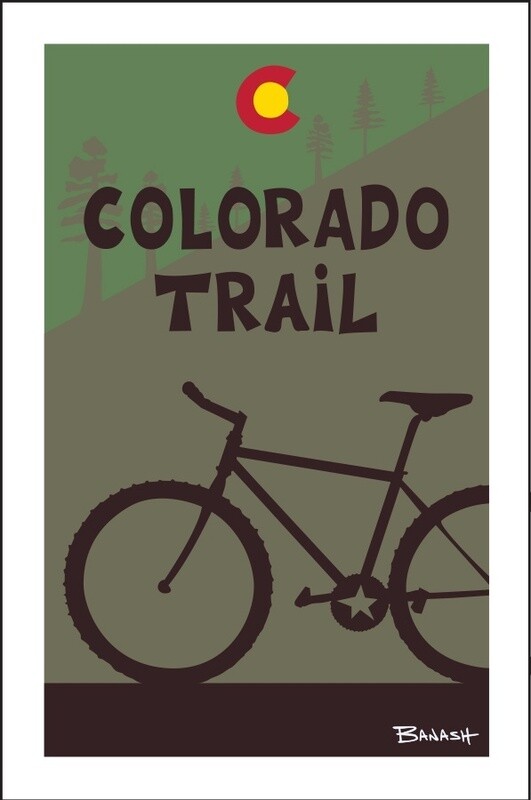 MOUNTAIN BIKE SLOPE PINES COLORADO TRAIL | CANVAS | 2:3 RATIO | LIFESTYLE | ILLUSTRATION