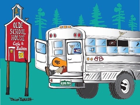 OLDE SCHOOLHOUSE BUS | CANVAS | 3:4 RATIO | LIFESTYLE | ILLUSTRATION