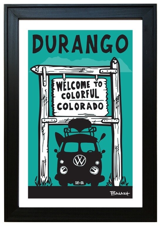 WELCOME SIGN CANOE BUS GRILL BLK/AQUA DURANGO | CANVAS | ILLUSTRATION | 2:3 RATIO