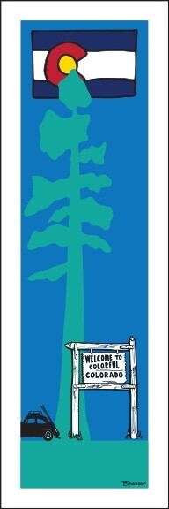 WELCOME SIGN SKI BUG W/LOOSE CO FLAG | CANVAS| ILLUSTRATION | 1:3 RATIO