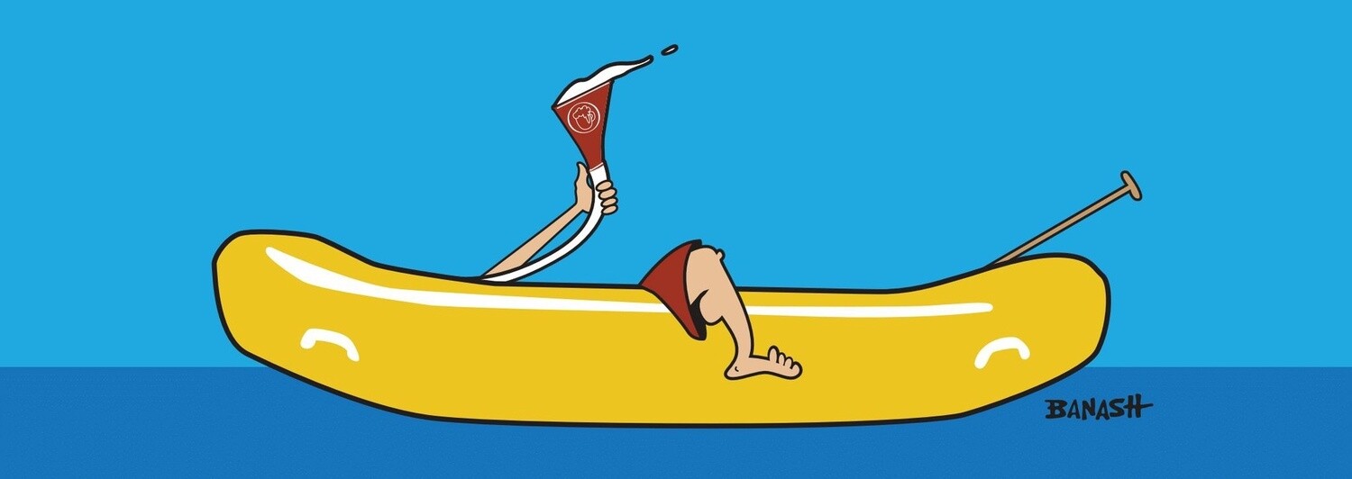 SECOND BREAKFAST BEER BONG YELLOW BELLY RIVER RAFT GREM | LOOSE PRINT | 1:3 RATIO | LIFESTYLE | ILLUSTRATION