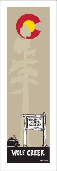 WOLF CREEK WELCOME SIGN SKI BUG PINE CO LOGO | CANVAS| ILLUSTRATION | 1:3 RATIO