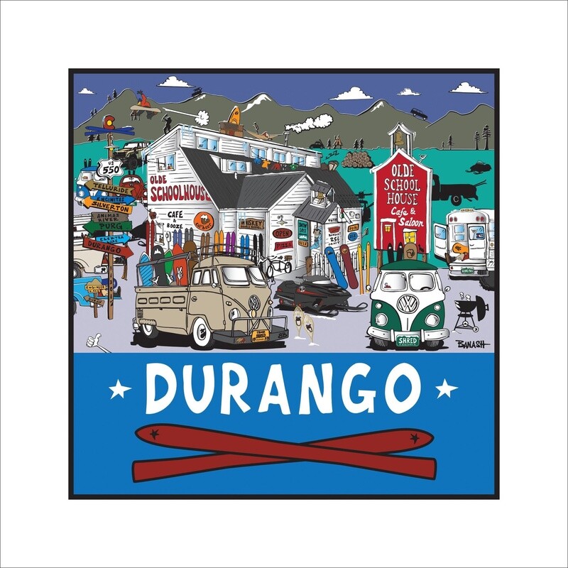 DURANGO OLDE SCHOOLHOUSE WINTER SKI DAYZ | LOOSE PRINT | 1:1 RATIO | LIFESTYLE | ILLUSTRATION