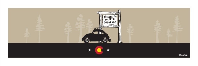 WELCOME SIGN BUG CO LOGO PINES | LOOSE PRINT | 1:1 RATIO | LIFESTYLE | ILLUSTRATION