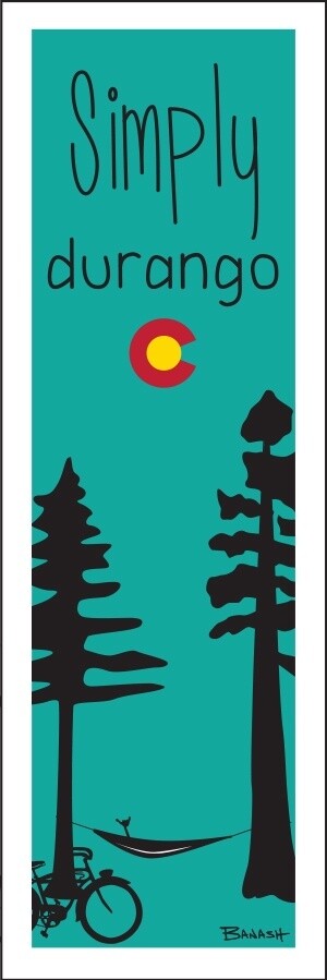 SIMPLY DURANGO CO LOGO BLACK PINES HAMMOCK MOUNTAIN BIKE | LOOSE PRINT | ILLUSTRATION | 1:3 RATIO, Size: 5x15