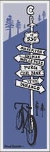 US 550 SIGN POST MOLAS PASS BIKE SLOPE PERIWINKLE | LOOSE PRINT | 1:3 RATIO | LIFESTYLE | ILLUSTRATION