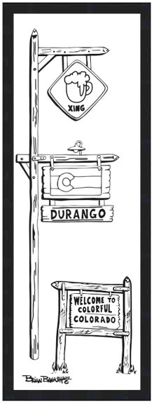 WELCOME SIGN COL BEER XING DURANGO | LOOSE PRINT | COL’ BEER | 1:3 RATIO | LIFESTYLE | ILLUSTRATION, Size: 5x15