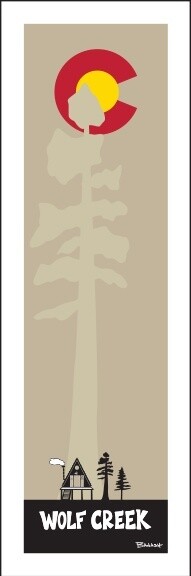 WOLF CREEK A-FRAME HUT PINE CO LOGO | LOOSE PRINT | 1:3 RATIO | LIFESTYLE | ILLUSTRATION