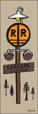 CASCADE CANYON RAIL ROAD CROSSING SIGN POST | CANVAS | D&SNG | 1:3 RATIO | LIFESTYLE | ILLUSTRATION