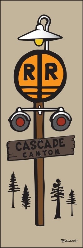 CASCADE CANYON RAIL ROAD CROSSING SIGN POST | CANVAS | D&amp;SNG | 1:3 RATIO | LIFESTYLE | ILLUSTRATION