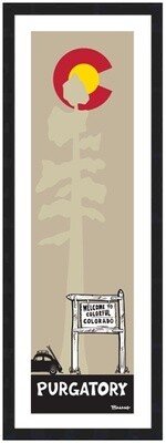 WELCOME SIGN SKI BUG PINE CO LOGO PURGATORY | LOOSE PRINT | 1:3 RATIO | LIFESTYLE | ILLUSTRATION