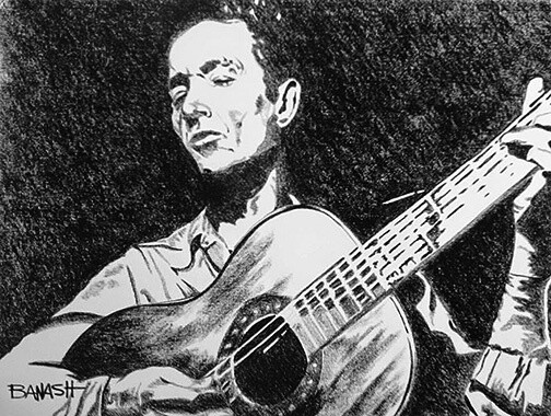 WOODY GUTHRIE TRAVELIN' MAN | CANVAS| CHARCOAL | ROCK N' ROLL | 3:4 RATIO