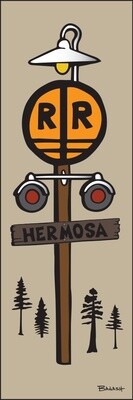 HERMOSA RAIL ROAD CROSSING SIGN POST | CANVAS | D&SNG | 1:3 RATIO | LIFESTYLE | ILLUSTRATION