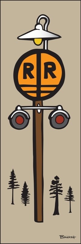 RAIL ROAD CROSSING SIGN POST | LOOSE PRINT | D&amp;SNG | 1:3 RATIO | LIFESTYLE | ILLUSTRATION