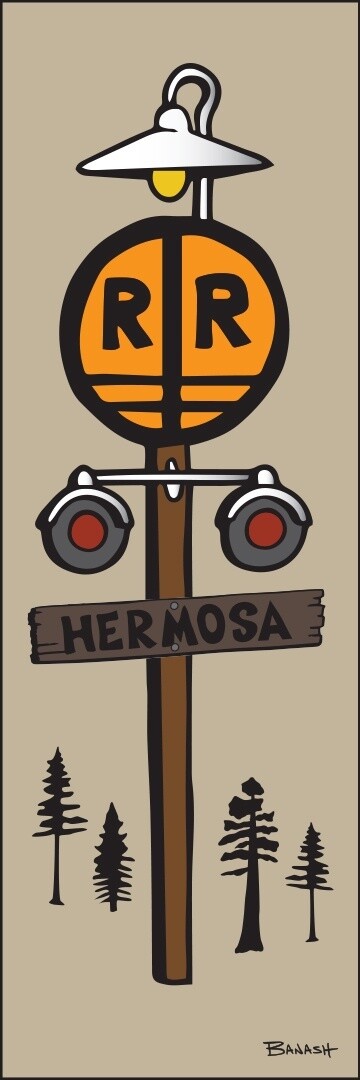 HERMOSA RAIL ROAD CROSSING SIGN POST | LOOSE PRINT | D&SNG | 1:3 RATIO | LIFESTYLE | ILLUSTRATION