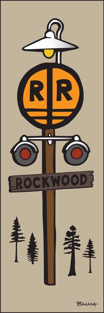 ROCKWOOD RAIL ROAD CROSSING SIGN POST | LOOSE PRINT | D&amp;SNG | 1:3 RATIO | LIFESTYLE | ILLUSTRATION, Size: 4x12