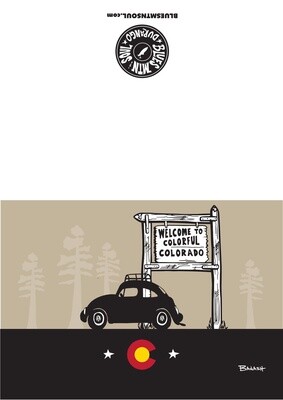 VW BUG WELCOME SIGN CO LOGO BLANK CARD