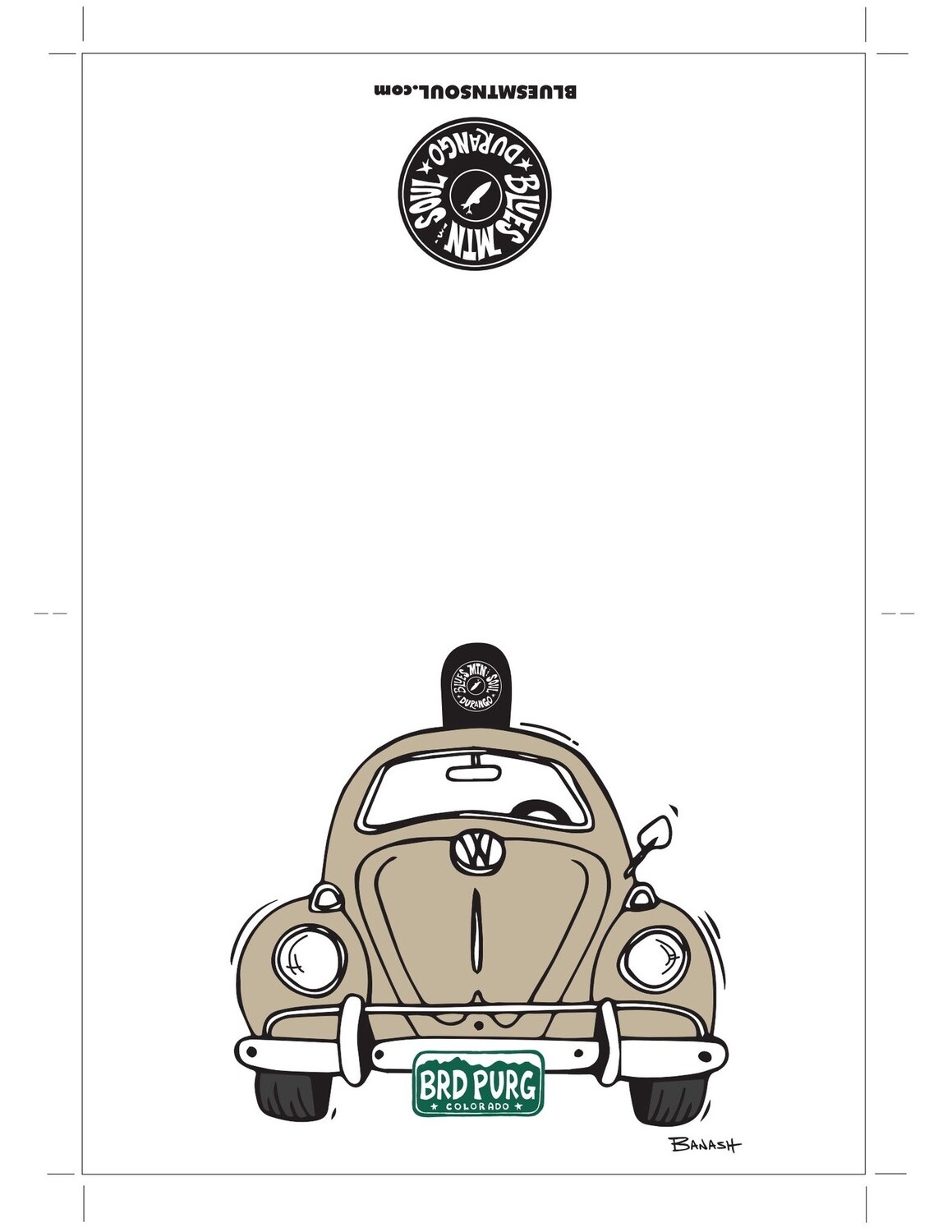 TAN VW BUG CO LOGO PURG LIC PLATE BLANK CARD